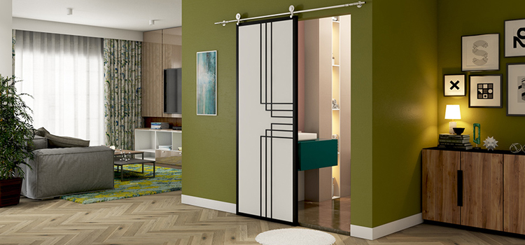 sliding bathroom door installation in Country Club